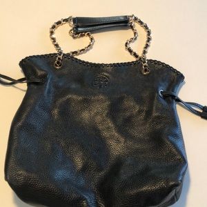 Tory Burch Black Pebbled Leather Shoulder Bag